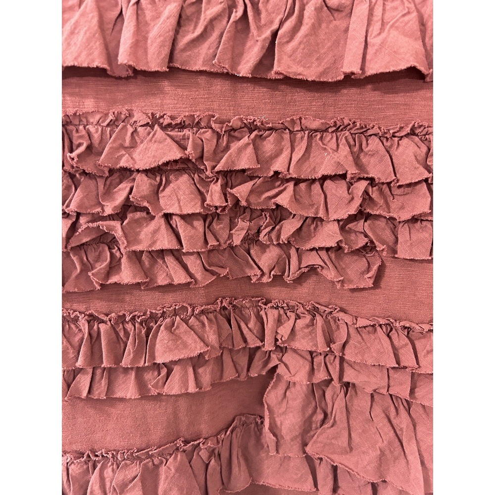 Ivy Jane Womens XS Ruffle Tiered Slub Knit Long Sleeve Top Terracotta Rose Boho - Picture 3 of 14